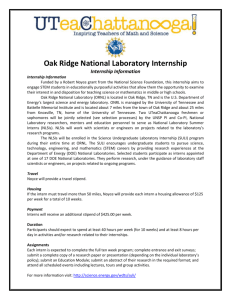 Oak Ridge National Laboratory Internship Internship Information