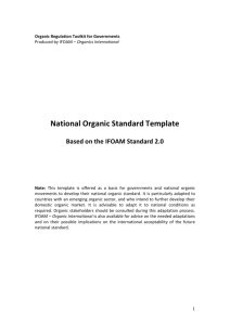 National Organic Standard Template