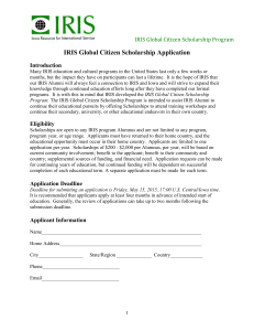 IRIS Global Scholarship Application (2015)