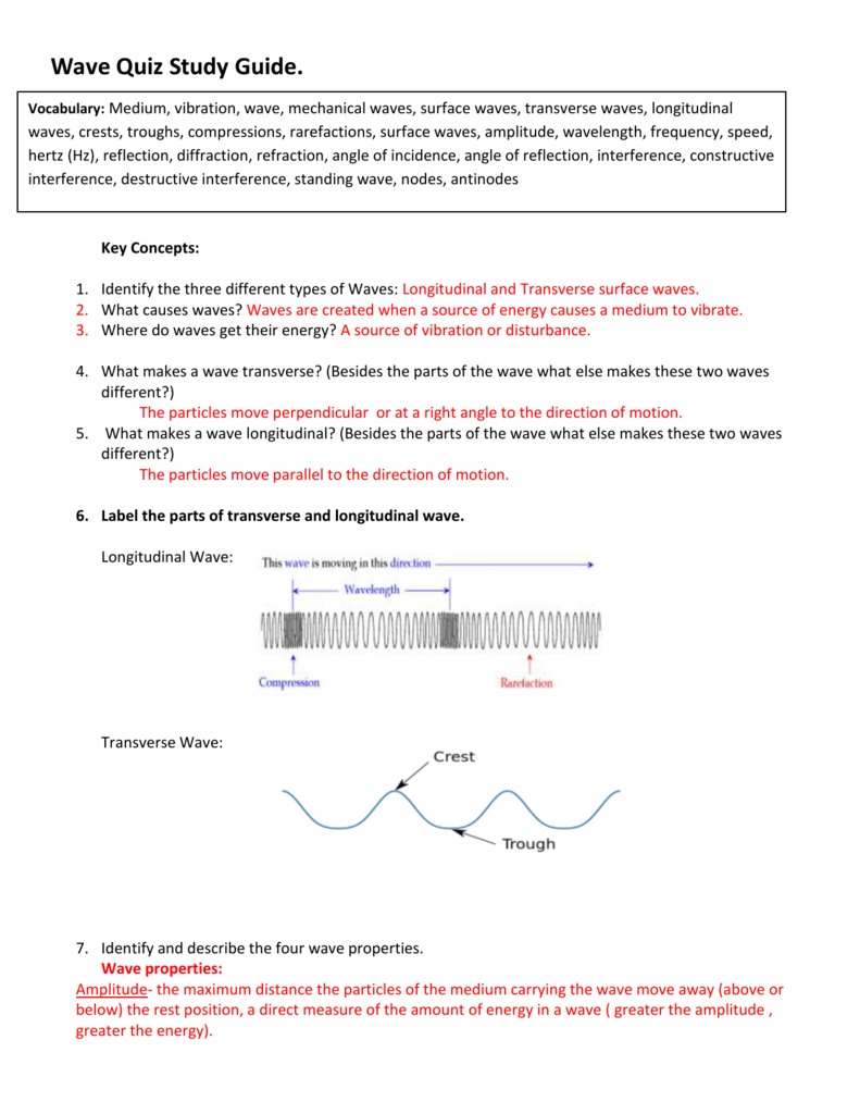 Wave Quiz Answer key Inside Worksheet Labeling Waves Answer Key