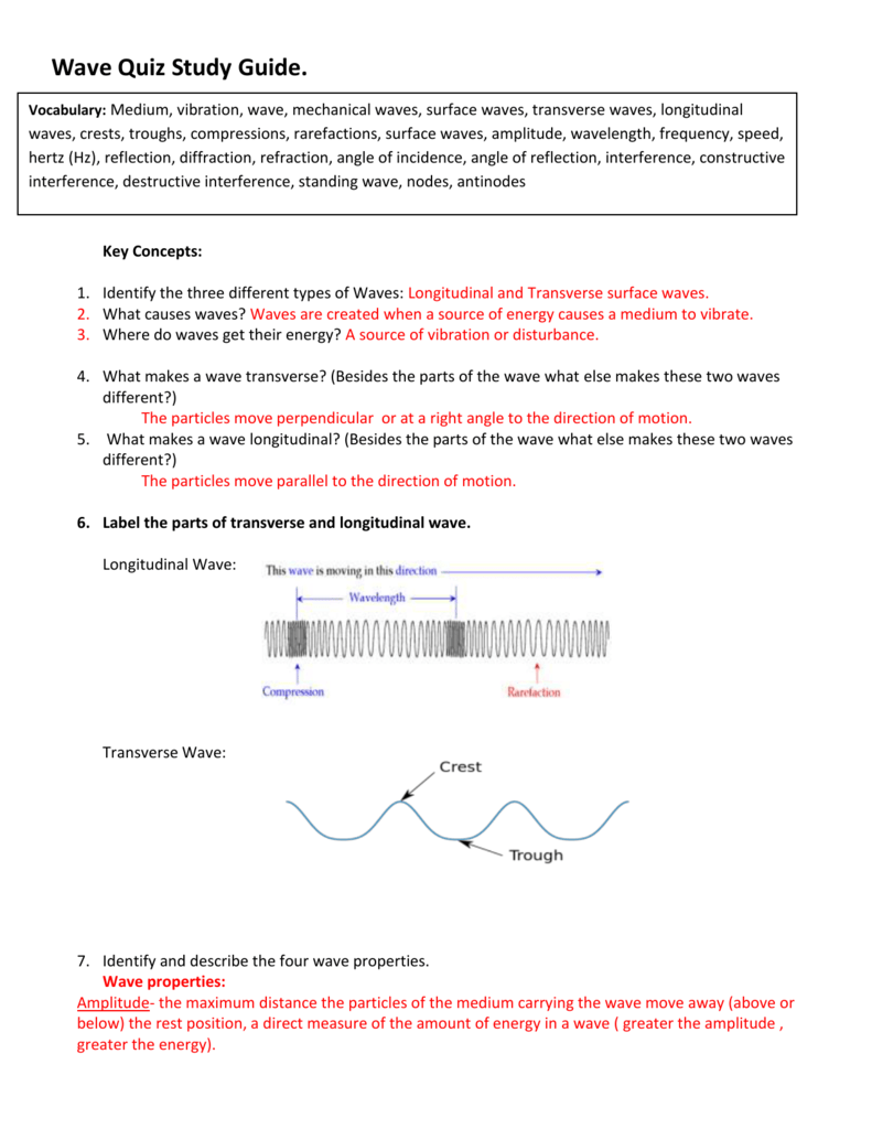 Wave Speed Practice Answer Key