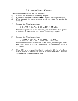 Chemistry – Stoichiometry Worksheet