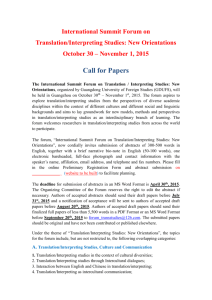 International Summit Forum on Translation/Interpreting Studies: New