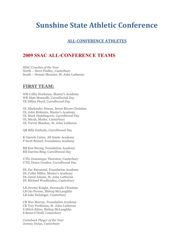 20092011 AllConference Teams