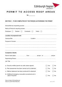 Permit to Access Roof Area form.