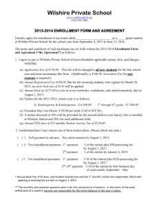 2013-2014 enrollment form and agreement