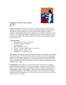 Introduction to Speech Course Syllabus Mr. Ward 2011