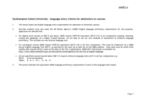 Language entry criteria for admissions to courses