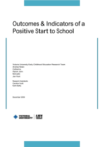 Outcomes and Indicators of a Positive Start to School