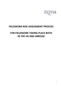 Fieldwork Risk Assessment - College of Life and Environmental