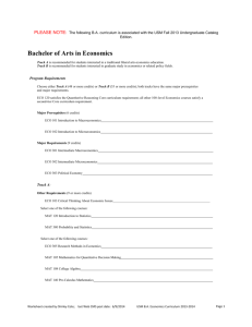 B.A. Economics Advisement Worksheet for