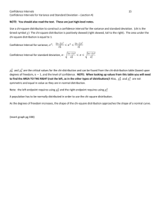 Confidence Intervals Confidence Intervals for Variance and