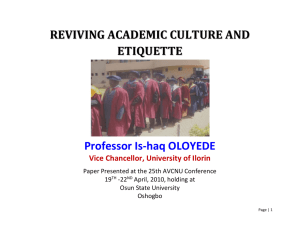 Reviving Academic Culture and Etiquette