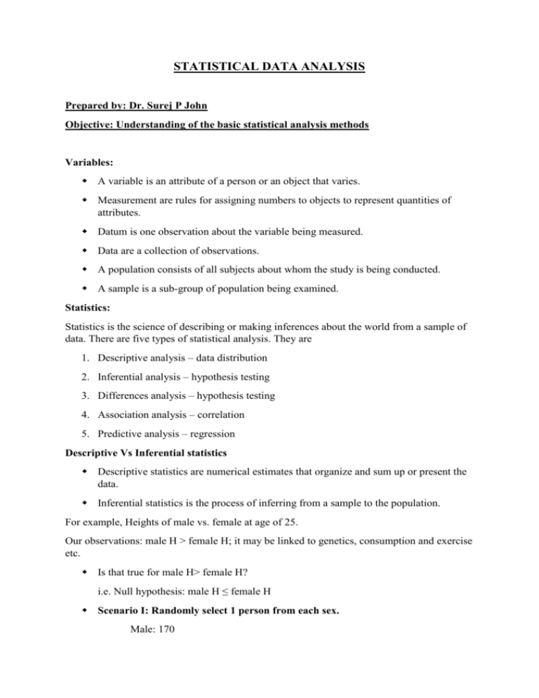 Class 6 Note STATISTICAL DATA ANALYSIS