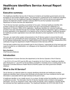 Healthcare Identifiers Service Annual Report 2014*15