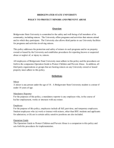 Minors on Campus Policy - Bridgewater State University