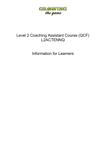 Level 2 Tennis Coaching Course Information