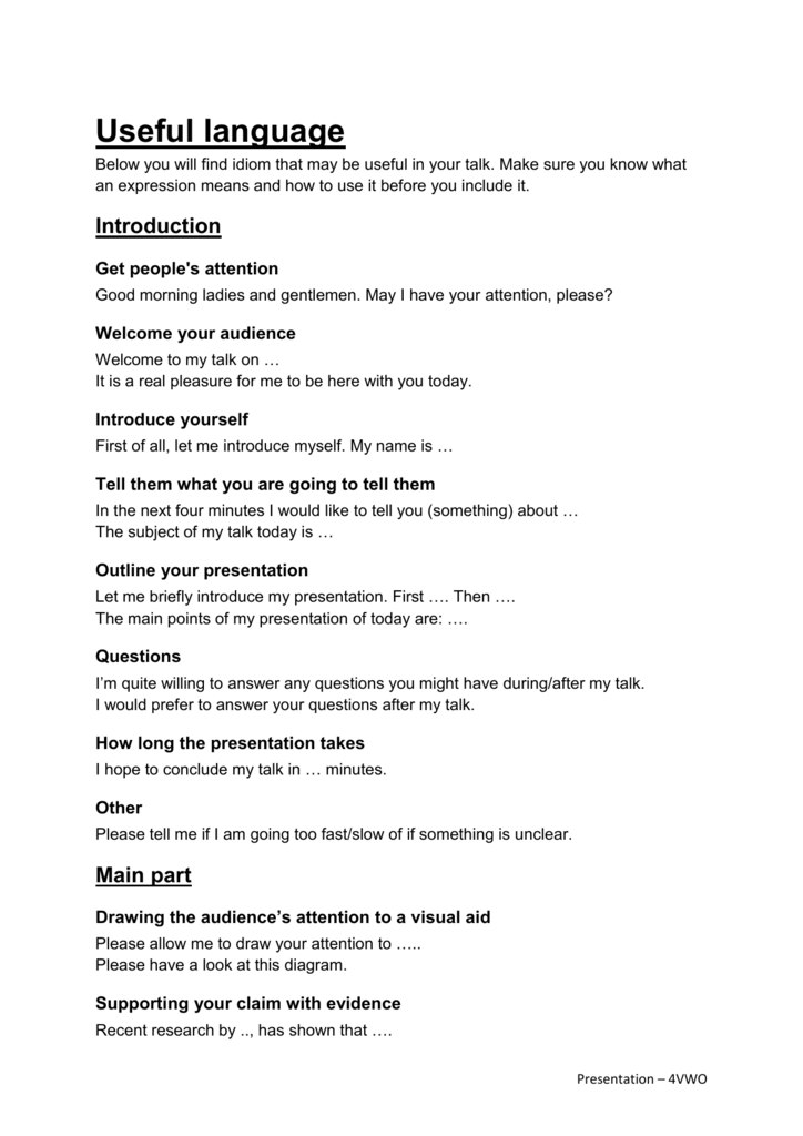 useful phrases for oral presentations