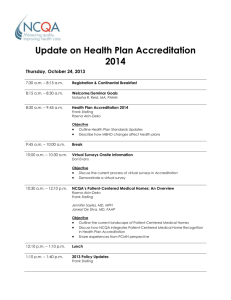 Update on Health Plan Accreditation 2014