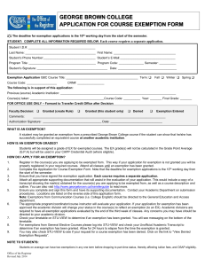 Application for Course Exemption Form
