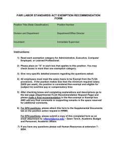 FLSA - Wage and Hour Exemption Recommendation