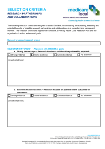 SELECTION CRITERION 2 – Priority research areas