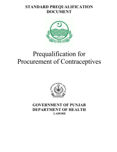 Prequalification Documents for Procurement of Contraceptives