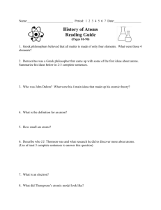 History of Atoms Reading Guide