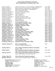 2015-2016 MBB Schedule - Glen Oaks Community College