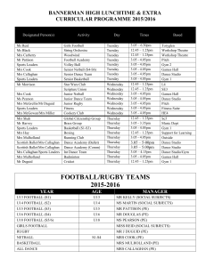 bannerman high lunchtime & extra curricular programme 2015/2016