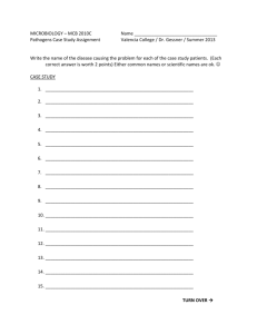 MICROBIOLOGY – MCB 2010C Name Pathogens Case Study