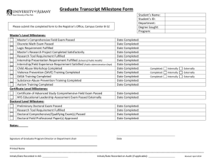 Graduate Transcript Milestone Form