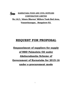 RFP for Empanelment of suppliers for supply of RBD Palmolein Oil