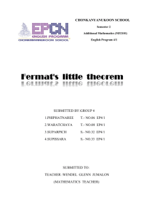 “Fermat`s Little Theorem”.