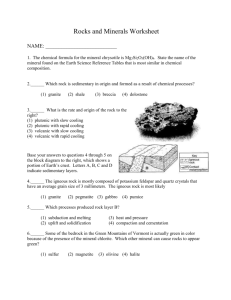 Review Worksheet On Rocks And Minerals