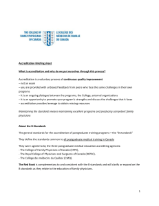 Accreditation Briefing sheet What is accreditation and why do we put
