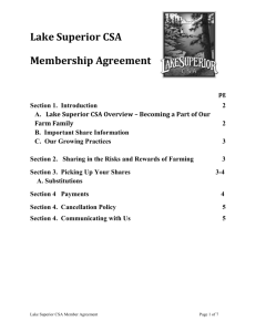Lake Superior CSA Membership Agreement