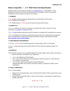 Notes to Specifier Draft to Wall Panel spec drafted 1/24/11