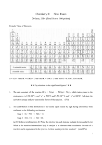 Chemistry II Final Exam 20 June, 2014 (Total Score: 100 points