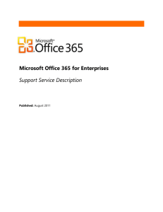 Microsoft Office 365 for Enterprises Support Service Description