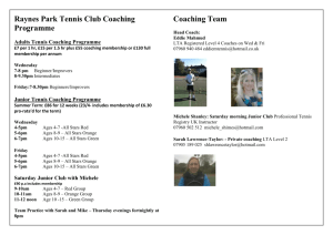 Junior Tennis Coaching Programme