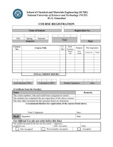 Course Registration Form - National University of Sciences and