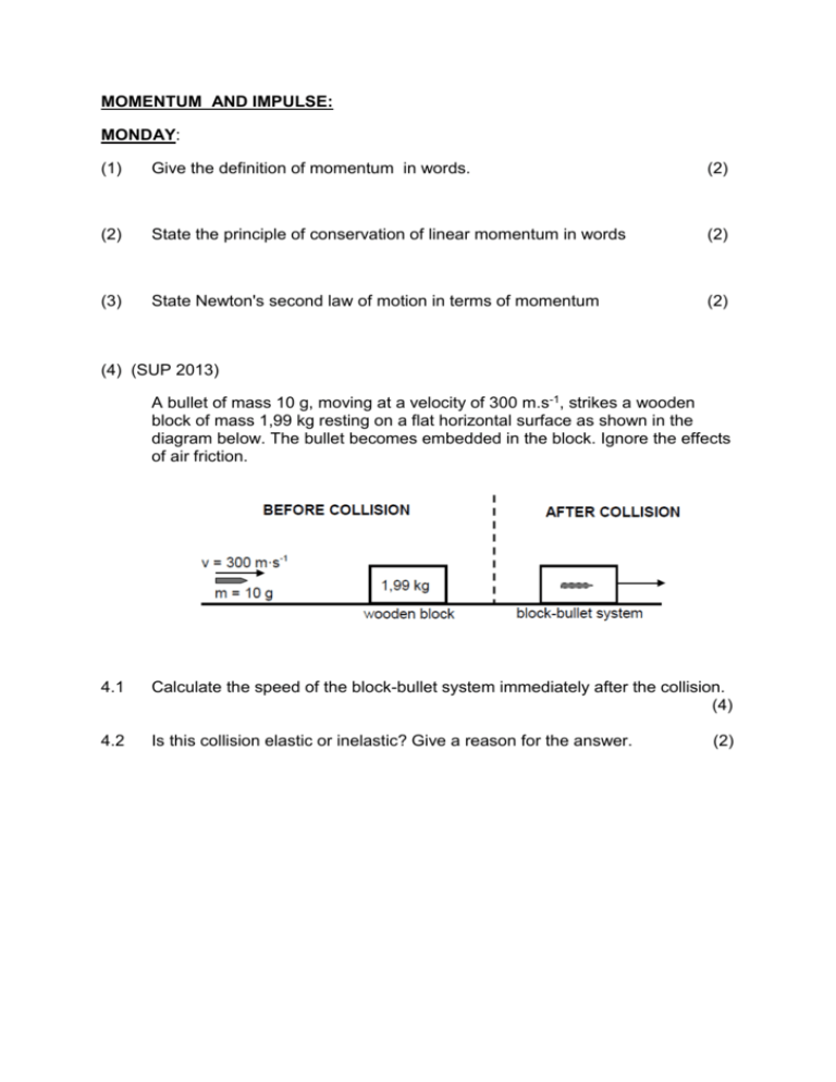 Momentum And Impulse Worksheet