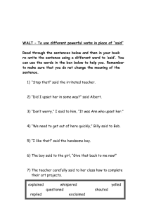 WALT – To use different powerful verbs in place of “said” Read