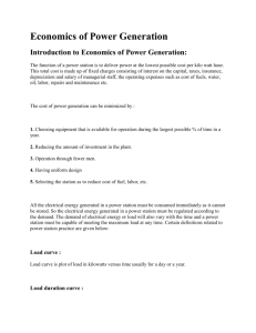Introduction to Economics of Power Generation