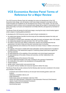 VCE Economics Review Panel Terms of Reference for a Major Review