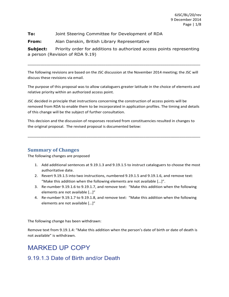 example Joint Steering Committee for Development of RDA