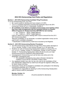 2013 SFA Homecoming Court Rules and Regulations