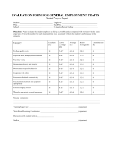 evaluation form for general employment traits