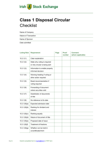 Class 1 Disposal Circular Checklist